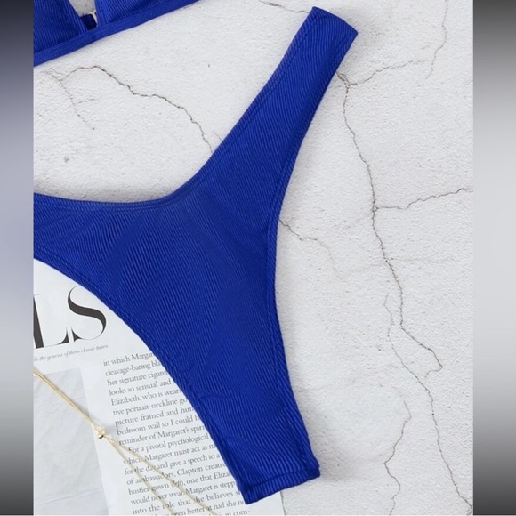 Blue Ribbed Bikini - Picture 2 of 3